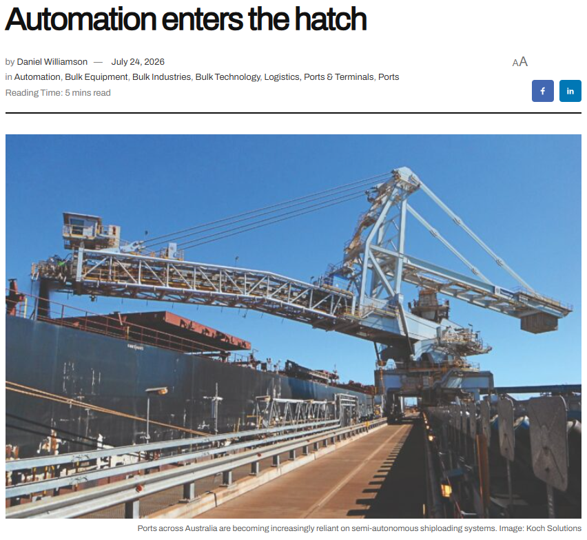 ABHR spoke with Luke Bennett from Koch Solutions to learn why port automation is becoming more promi(图1) ABHR spoke with Luke Bennett from Koch Solutions to learn why port automation is becoming more promi(图1)