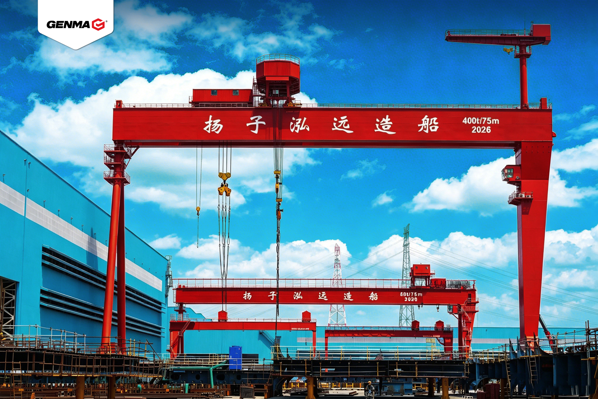 GENMA Delivers 1,800t and 400t Shipbuilding Gantry Cranes(图1) GENMA Delivers 1,800t and 400t Shipbuilding Gantry Cranes(图1)